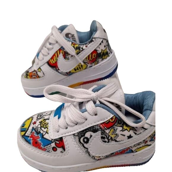 7C Toddler Nike Air Force 1 Custom Graffiti Comic Pop Art | ONE OF A KIND - Picture 1 of 15